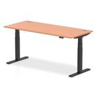 Air 800mm Height Adjustable Office Desk Beech Top Cable Ports Black Leg - Price Crash Furniture