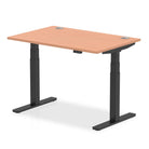 Air 800mm Height Adjustable Office Desk Beech Top Cable Ports Black Leg - Price Crash Furniture