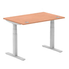 Air 800mm Height Adjustable Office Desk Beech Top Cable Ports Silver Leg - Price Crash Furniture