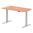 Air 800mm Height Adjustable Office Desk Beech Top Cable Ports Silver Leg - Price Crash Furniture