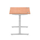 Air 800mm Height Adjustable Office Desk Beech Top Cable Ports Silver Leg - Price Crash Furniture