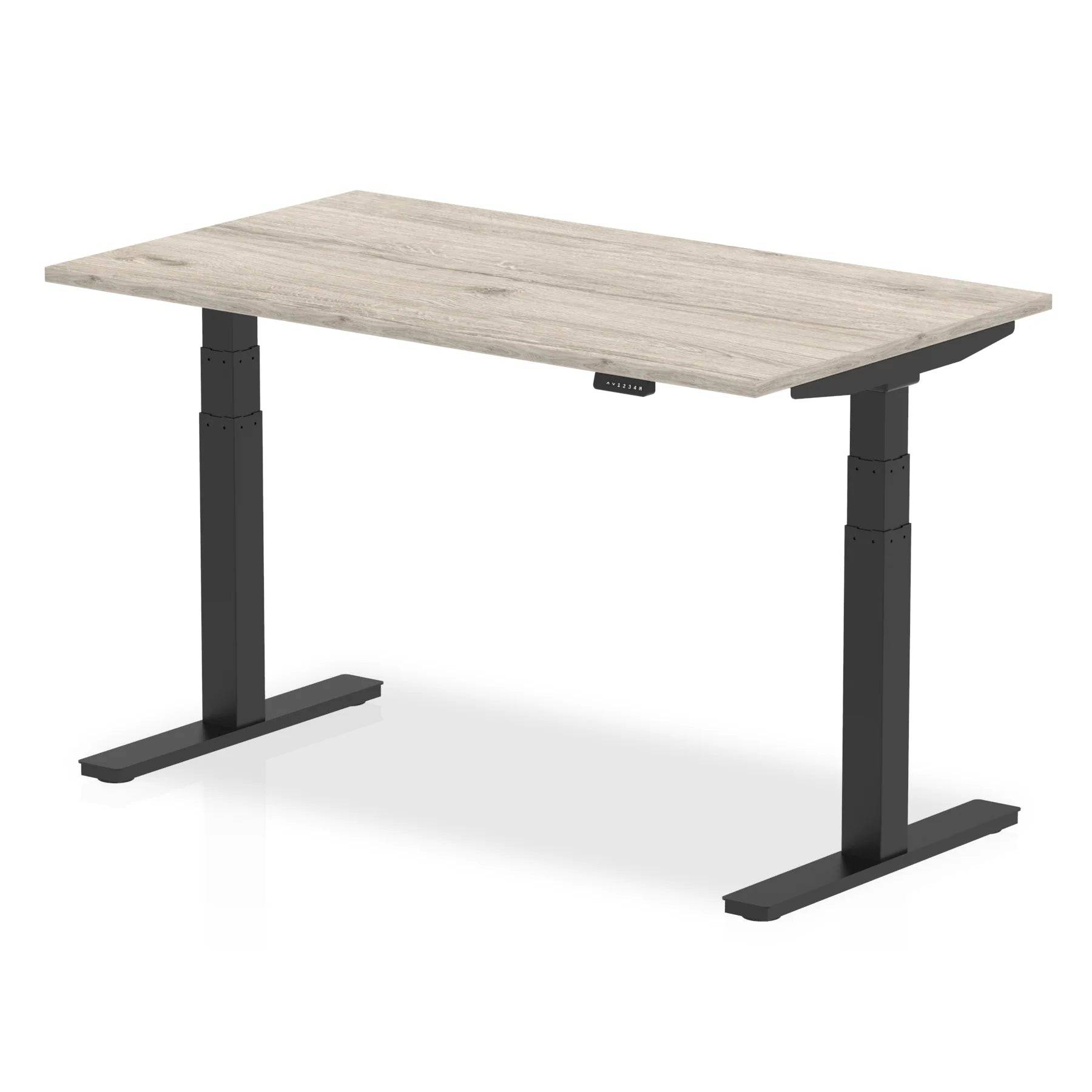 Air 800mm Height Adjustable Office Desk Grey Oak Top Black Leg - Price Crash Furniture