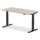 Air 800mm Height Adjustable Office Desk Grey Oak Top Black Leg - Price Crash Furniture