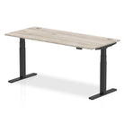 Air 800mm Height Adjustable Office Desk Grey Oak Top Cable Ports Black Leg - Price Crash Furniture