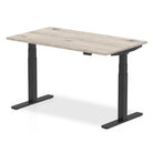 Air 800mm Height Adjustable Office Desk Grey Oak Top Cable Ports Black Leg - Price Crash Furniture