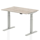 Air 800mm Height Adjustable Office Desk Grey Oak Top Silver Leg - Price Crash Furniture