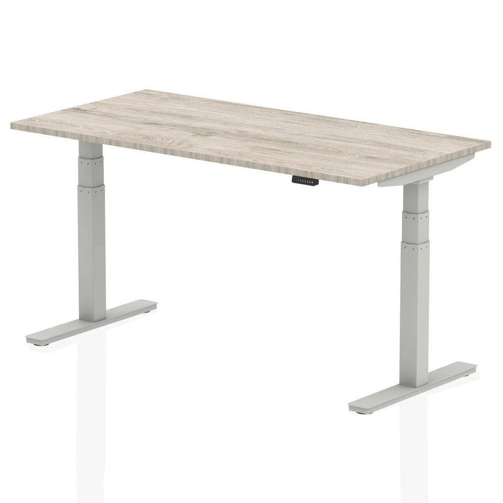 Air 800mm Height Adjustable Office Desk Grey Oak Top Silver Leg - Price Crash Furniture