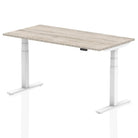 Air 800mm Height Adjustable Office Desk Grey Oak Top White Leg - Price Crash Furniture