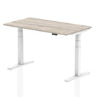 Air 800mm Height Adjustable Office Desk Grey Oak Top White Leg - Price Crash Furniture