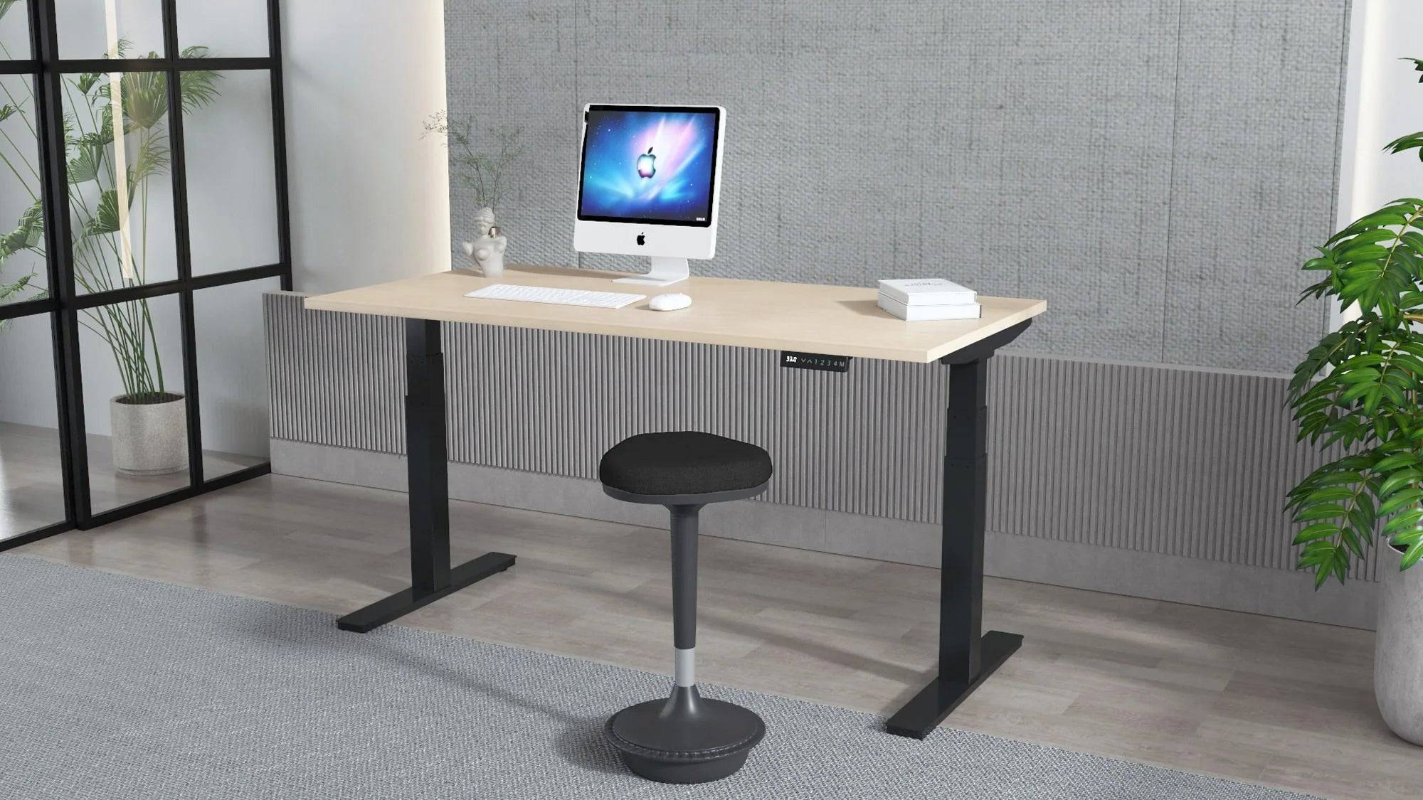 Air 800mm Height Adjustable Office Desk Maple Top Black Leg - Price Crash Furniture