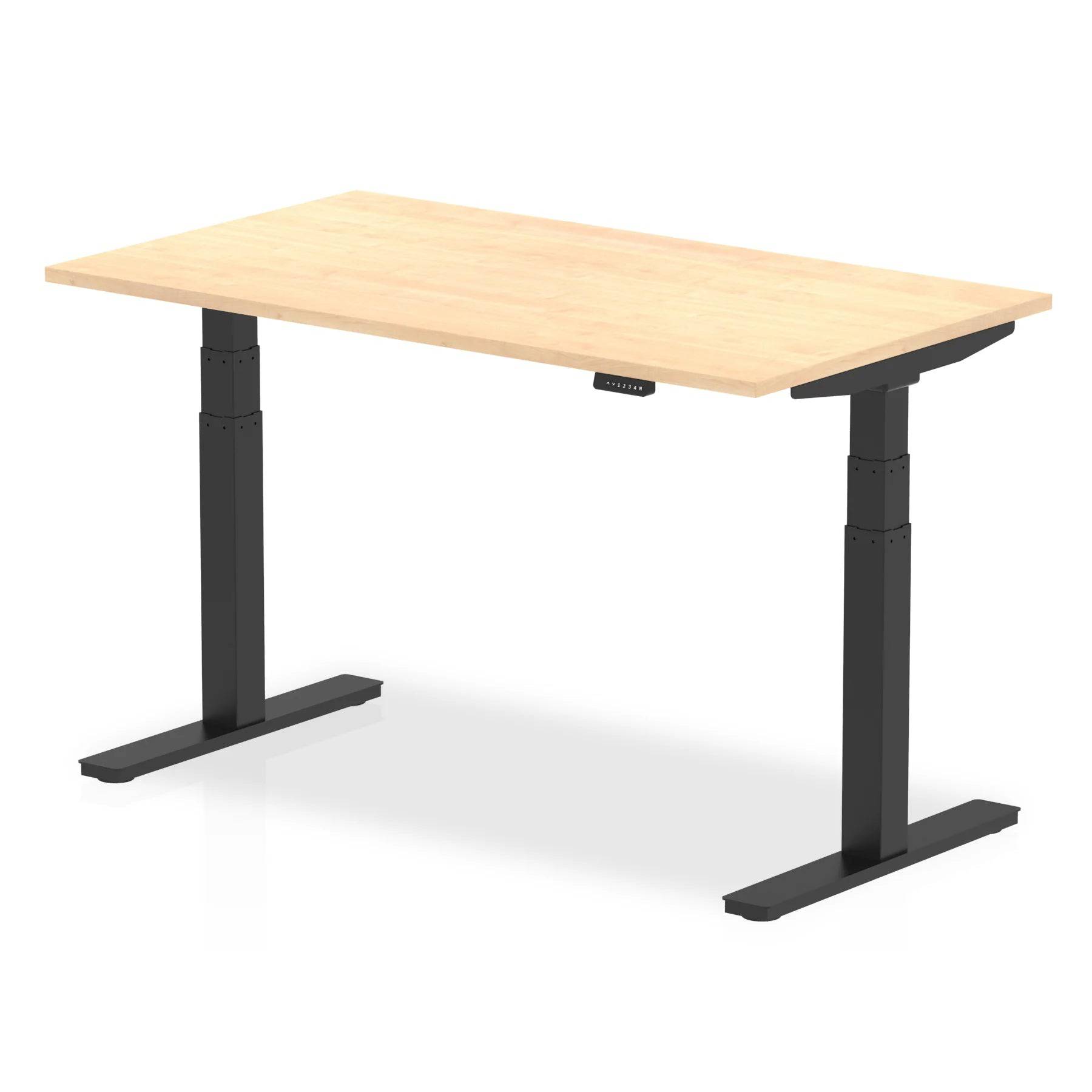 Air 800mm Height Adjustable Office Desk Maple Top Black Leg - Price Crash Furniture