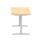 Air 800mm Height Adjustable Office Desk Maple Top Cable Ports Silver Leg - Price Crash Furniture