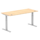 Air 800mm Height Adjustable Office Desk Maple Top Cable Ports Silver Leg - Price Crash Furniture