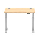 Air 800mm Height Adjustable Office Desk Maple Top Cable Ports Silver Leg - Price Crash Furniture