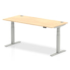 Air 800mm Height Adjustable Office Desk Maple Top Cable Ports Silver Leg - Price Crash Furniture