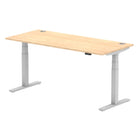 Air 800mm Height Adjustable Office Desk Maple Top Cable Ports Silver Leg - Price Crash Furniture