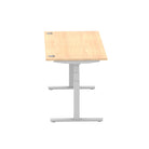 Air 800mm Height Adjustable Office Desk Maple Top Cable Ports Silver Leg - Price Crash Furniture