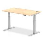 Air 800mm Height Adjustable Office Desk Maple Top Cable Ports Silver Leg - Price Crash Furniture