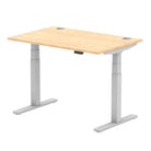 Air 800mm Height Adjustable Office Desk Maple Top Cable Ports Silver Leg - Price Crash Furniture