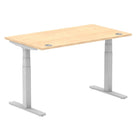 Air 800mm Height Adjustable Office Desk Maple Top Cable Ports Silver Leg - Price Crash Furniture