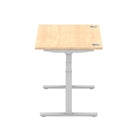 Air 800mm Height Adjustable Office Desk Maple Top Cable Ports Silver Leg - Price Crash Furniture