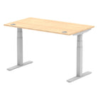 Air 800mm Height Adjustable Office Desk Maple Top Cable Ports Silver Leg - Price Crash Furniture