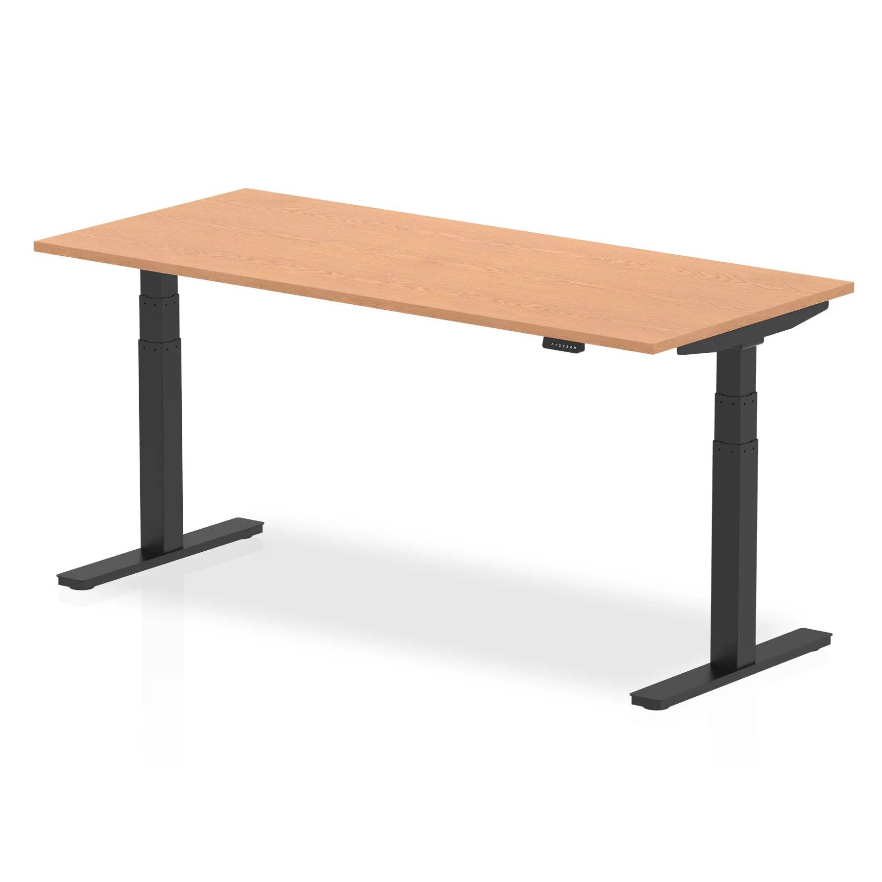 Air 800mm Height Adjustable Office Desk Oak Top Black Leg - Price Crash Furniture