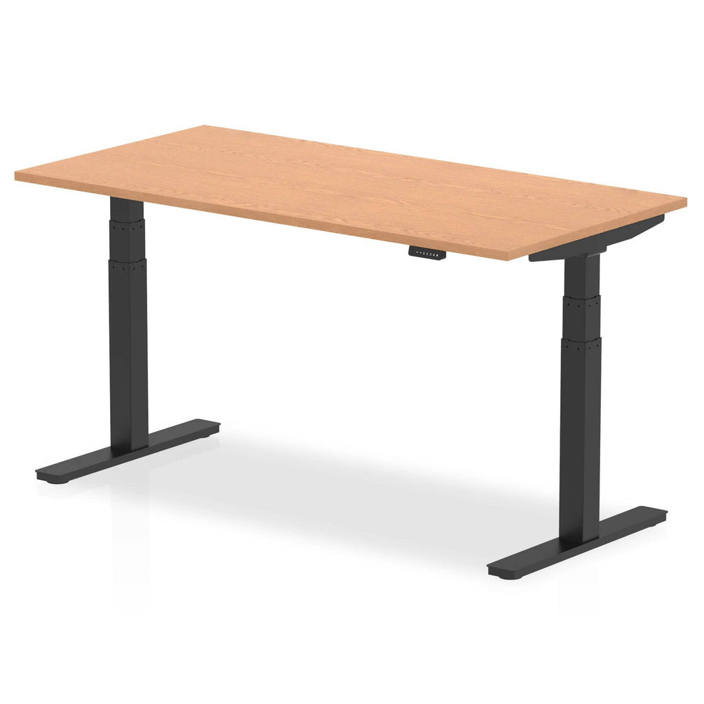 Air 800mm Height Adjustable Office Desk Oak Top Black Leg - Price Crash Furniture