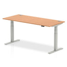 Air 800mm Height Adjustable Office Desk Oak Top Cable Ports Silver Leg - Price Crash Furniture