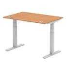 Air 800mm Height Adjustable Office Desk Oak Top Cable Ports Silver Leg - Price Crash Furniture