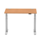 Air 800mm Height Adjustable Office Desk Oak Top Cable Ports Silver Leg - Price Crash Furniture