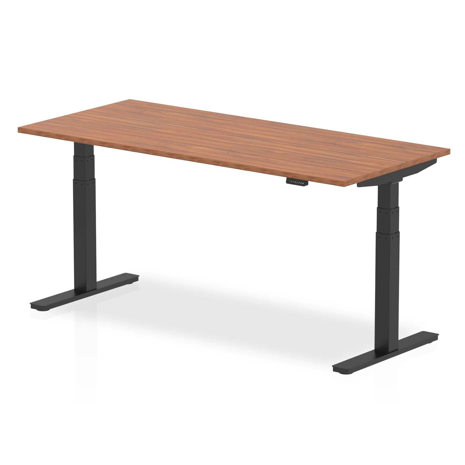 Air 800mm Height Adjustable Office Desk Walnut Top Black Leg - Price Crash Furniture