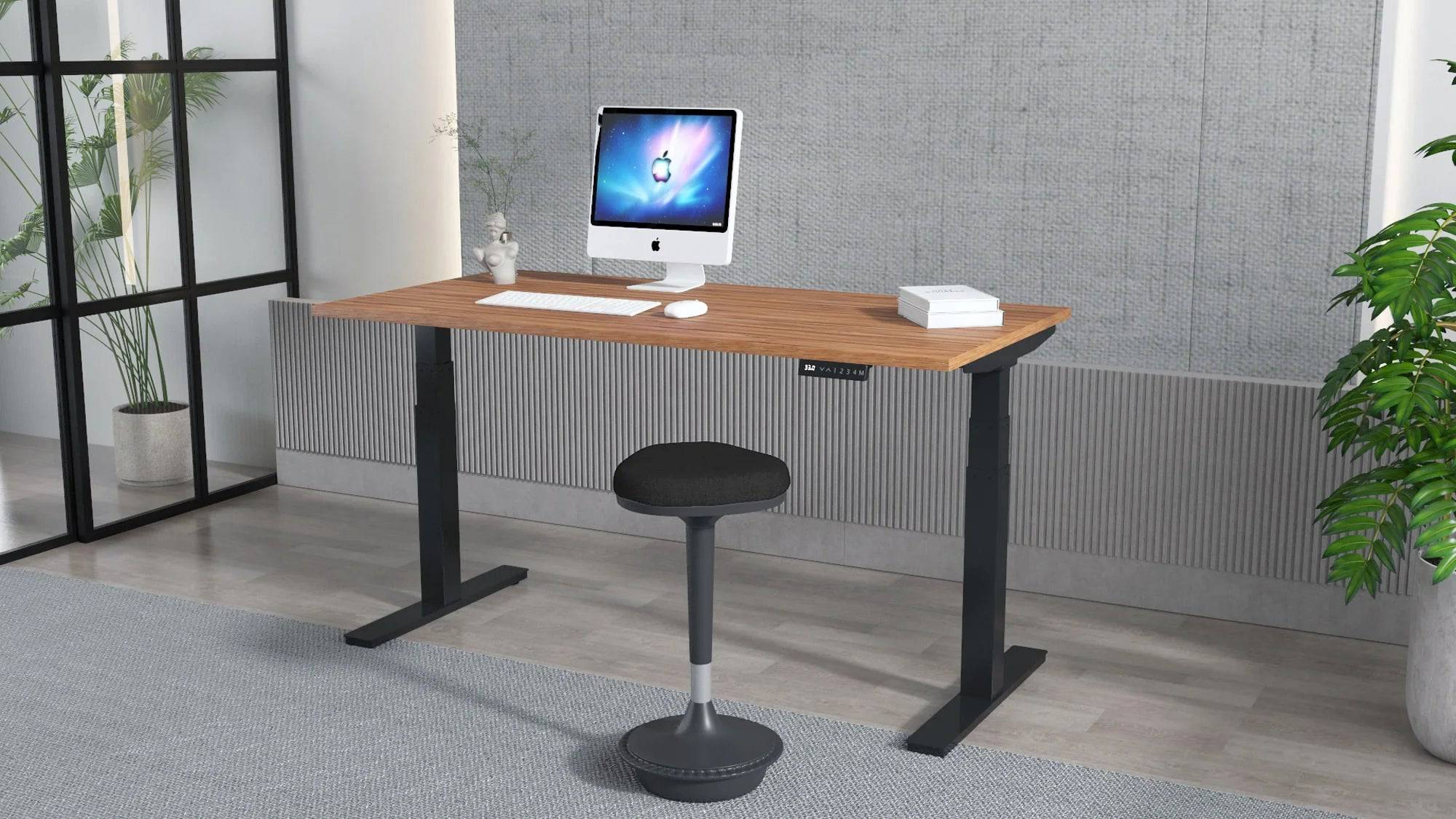 Air 800mm Height Adjustable Office Desk Walnut Top Black Leg - Price Crash Furniture