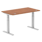 Air 800mm Height Adjustable Office Desk Walnut Top Cable Ports Silver Leg - Price Crash Furniture