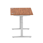 Air 800mm Height Adjustable Office Desk Walnut Top Cable Ports Silver Leg - Price Crash Furniture