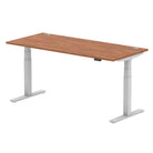 Air 800mm Height Adjustable Office Desk Walnut Top Cable Ports Silver Leg - Price Crash Furniture