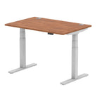 Air 800mm Height Adjustable Office Desk Walnut Top Cable Ports Silver Leg - Price Crash Furniture