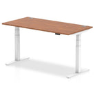 Air 800mm Height Adjustable Office Desk Walnut Top Cable Ports White Leg - Price Crash Furniture