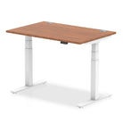 Air 800mm Height Adjustable Office Desk Walnut Top Cable Ports White Leg - Price Crash Furniture