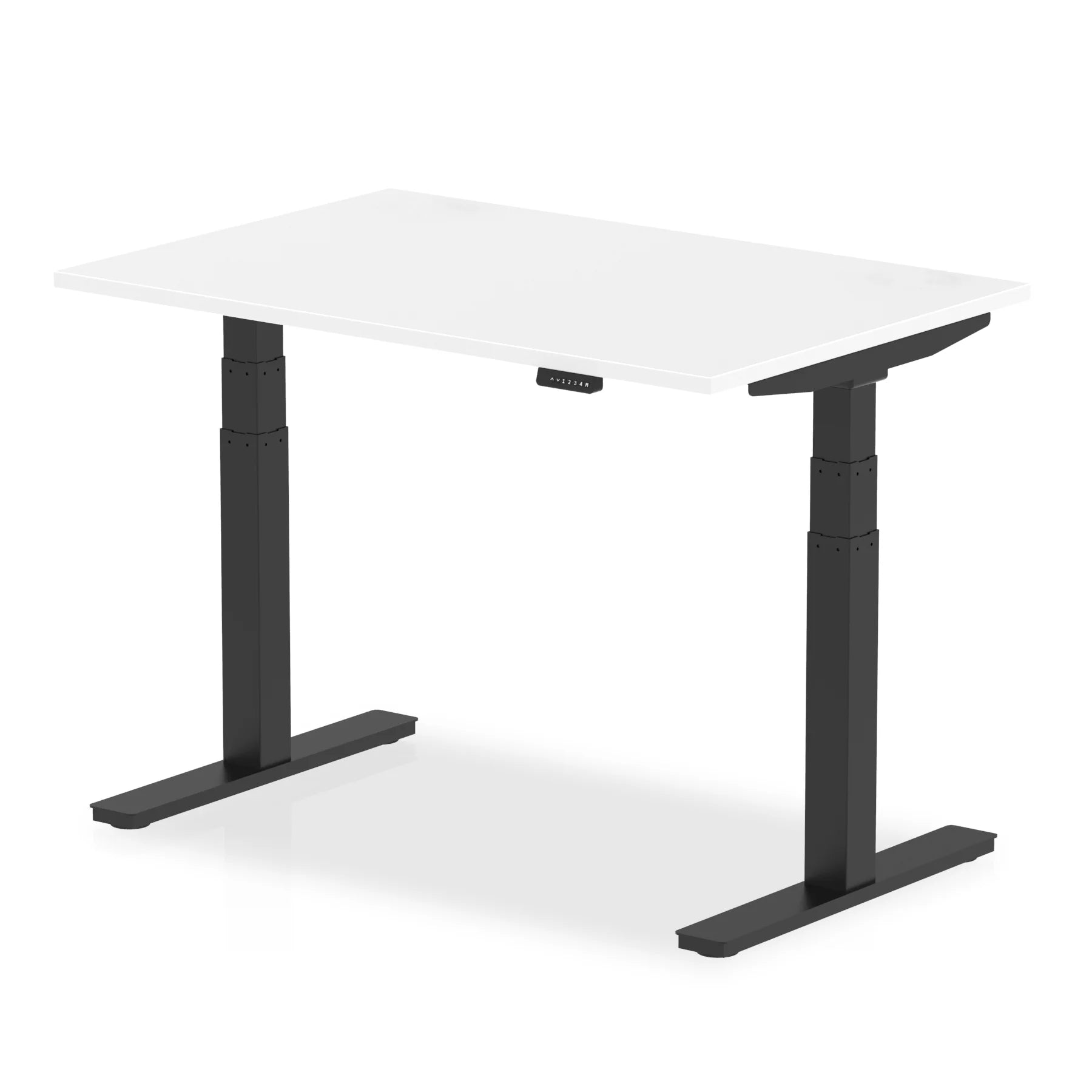 Air 800mm Height Adjustable Office Desk White Top Black Leg - Price Crash Furniture