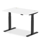 Air 800mm Height Adjustable Office Desk White Top Cable Ports Black Leg - Price Crash Furniture