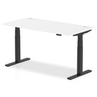 Air 800mm Height Adjustable Office Desk White Top Cable Ports Black Leg - Price Crash Furniture