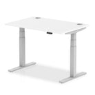 Air 800mm Height Adjustable Office Desk White Top Cable Ports Silver Leg - Price Crash Furniture