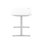 Air 800mm Height Adjustable Office Desk White Top Cable Ports Silver Leg - Price Crash Furniture