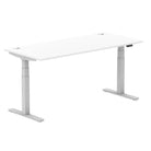 Air 800mm Height Adjustable Office Desk White Top Cable Ports Silver Leg - Price Crash Furniture