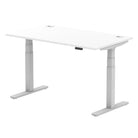 Air 800mm Height Adjustable Office Desk White Top Cable Ports Silver Leg - Price Crash Furniture