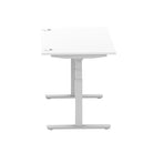 Air 800mm Height Adjustable Office Desk White Top Cable Ports Silver Leg - Price Crash Furniture