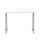 Air 800mm Height Adjustable Office Desk White Top Cable Ports Silver Leg - Price Crash Furniture