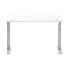 Air 800mm Height Adjustable Office Desk White Top Cable Ports Silver Leg - Price Crash Furniture