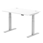 Air 800mm Height Adjustable Office Desk White Top Cable Ports Silver Leg - Price Crash Furniture